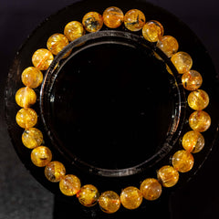 【太陽(放射)タイプ】ルチルクォーツ 7mm玉 タイチン ブレスレッド 手首サイズ16.5cm