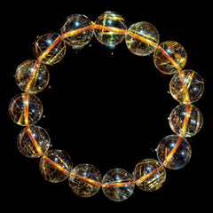 【14.5mm迫力満点クリアタイプルチル】ルチルクォーツ 14.5mm玉 タイチン ブレスレッド 手首サイズ16cm