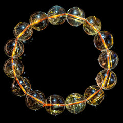 【14.5mm迫力満点クリアタイプルチル】ルチルクォーツ 14.5mm玉 タイチン ブレスレッド 手首サイズ16cm