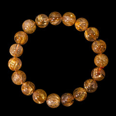 【11.5mm太陽ルチル(ヘマタイト/ルチル)】ルチルクォーツ 11.5mm玉 ブレスレット 手首サイズ16.5cm