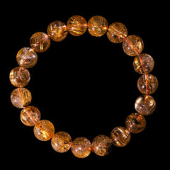 【11.0mm太陽ルチル(ヘマタイト/ルチル)】ルチルクォーツ 11.0mm玉 ブレスレット 手首サイズ16cm