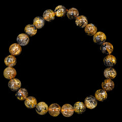 【7.5mm太陽ルチル(ヘマタイト/ルチル)】ルチルクォーツ 7.5mm玉 ブレスレット 手首サイズ16cm RQSD075-005