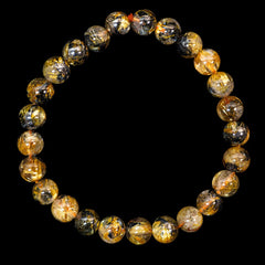 【7.5mm太陽ルチル(ヘマタイト/ルチル)】ルチルクォーツ 7.5mm玉 ブレスレット 手首サイズ16cm RQSD075-005