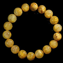 【11.0mm迫力満点ゴールドルチル】ルチルクォーツ 11.0mm玉 タイチン ブレスレット 手首サイズ16.0cm