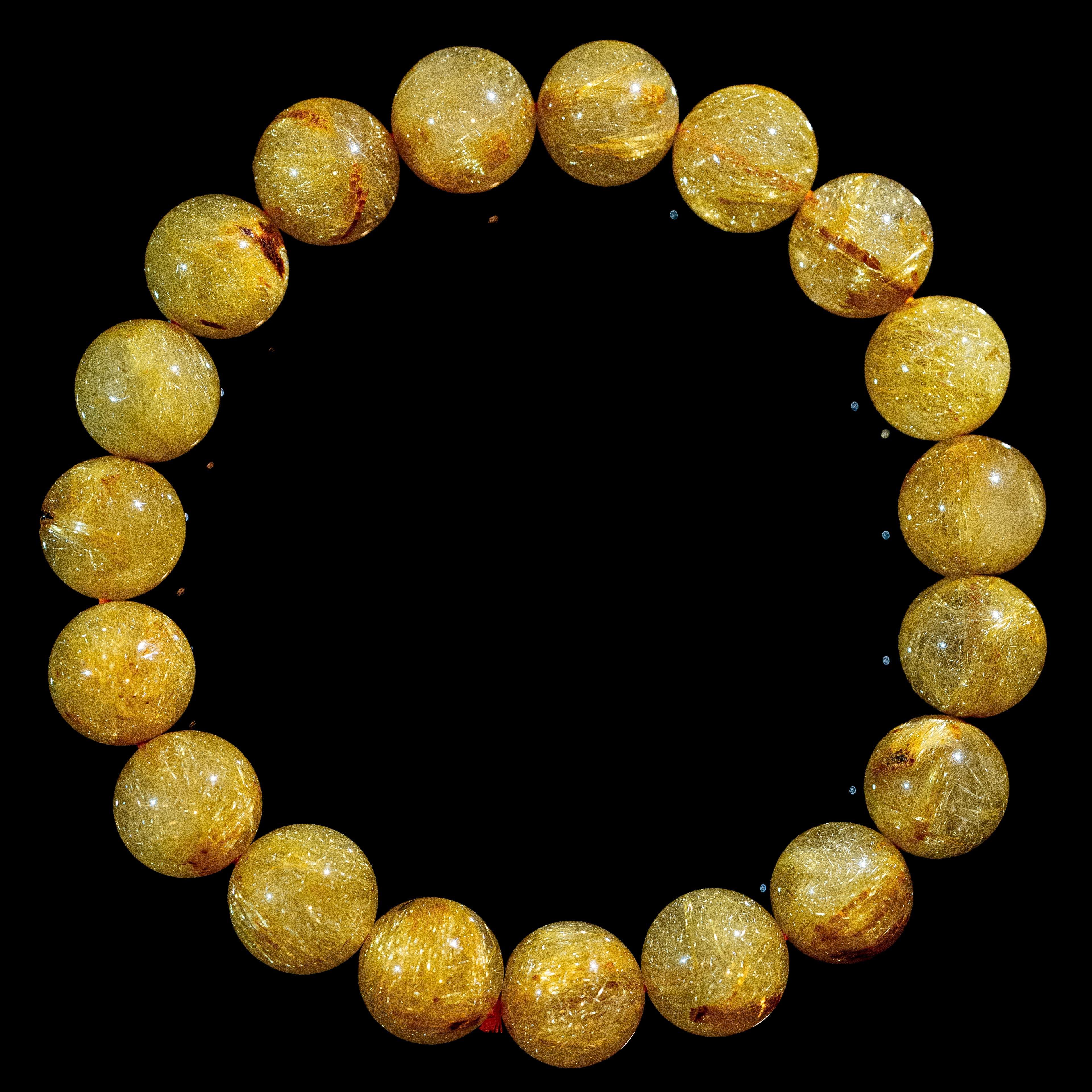 【10.5mm迫力満点ゴールドルチル】ルチルクォーツ 10.5mm玉 タイチン ブレスレット 手首サイズ16.0cm