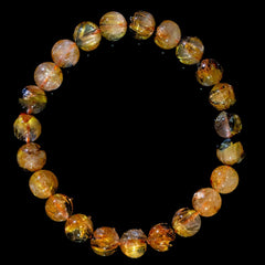 【太陽(放射)タイプ】ルチルクォーツ 8.5mm玉 タイチン ブレスレッド 手首サイズ16cm