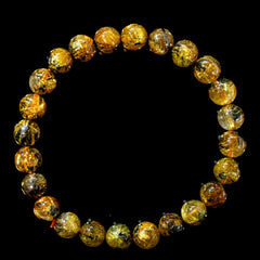 【8.3mm太陽(放射)タイプ】ルチルクォーツ 8.3mm玉 タイチン ブレスレット 手首サイズ16.5cm