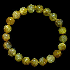 【9.0mmゴールドルチル】ルチルクォーツ 9.0mm玉 タイチン ブレスレット 手首サイズ16.0cm