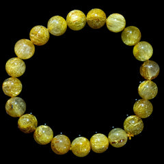 【9.0mmゴールドルチル】ルチルクォーツ 9.0mm玉 タイチン ブレスレット 手首サイズ16.0cm