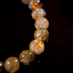 【太陽(放射)タイプ】ルチルクォーツ 8.5mm玉 タイチン ブレスレッド 手首サイズ16cm