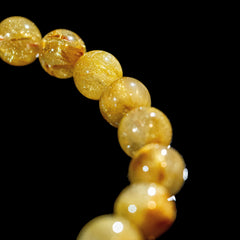 【10.5mm迫力満点ゴールドルチル】ルチルクォーツ 10.5mm玉 タイチン ブレスレット 手首サイズ16.0cm