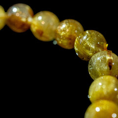 【9.0mmゴールドルチル】ルチルクォーツ 9.0mm玉 タイチン ブレスレット 手首サイズ16.0cm