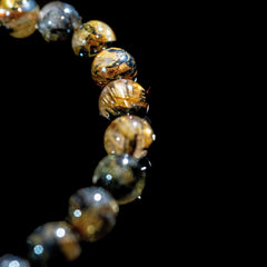 【9mm迫力満点太陽放射ルチル】ルチルクォーツ 9mm玉 タイチン ブレスレッド 手首サイズ16cm