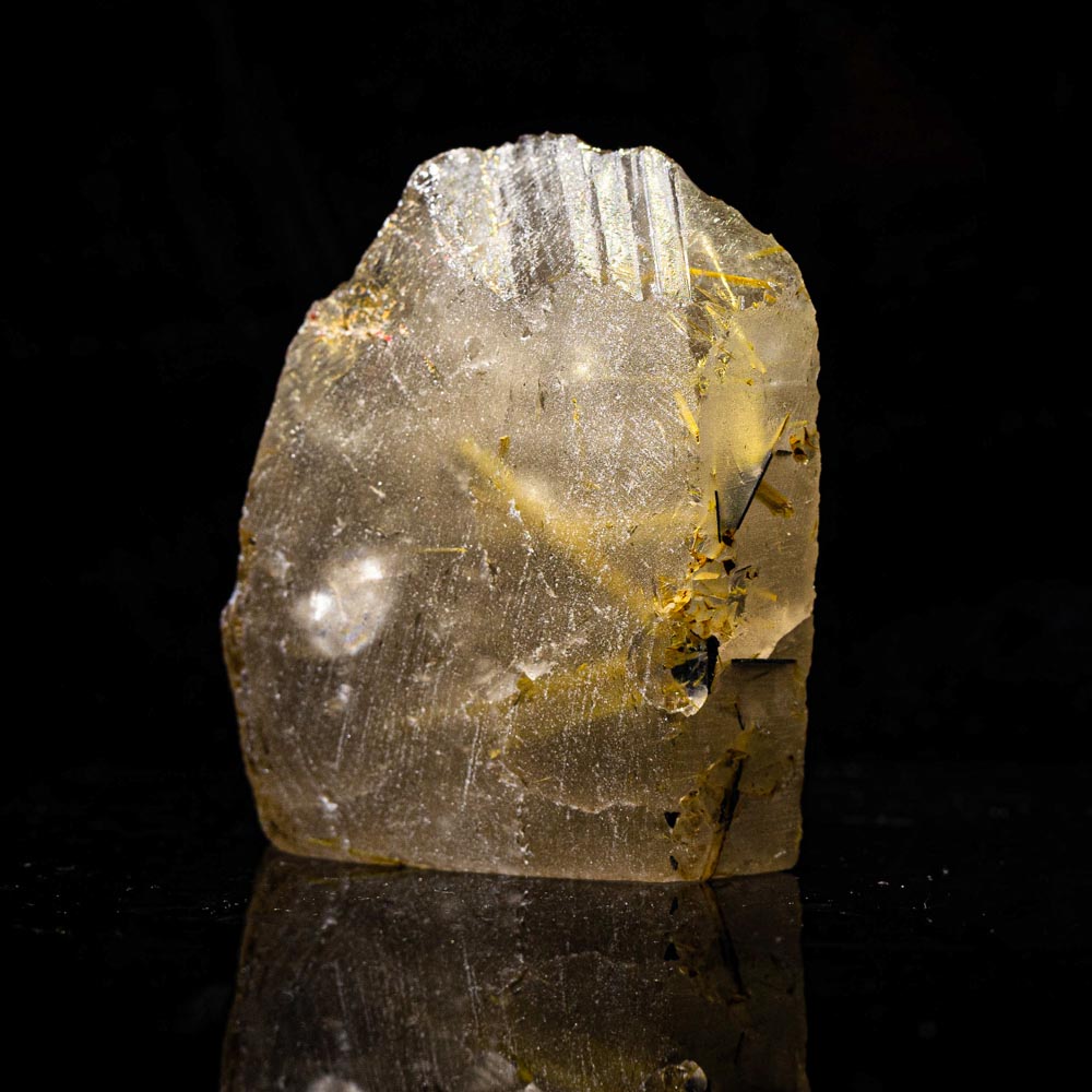 【ルチルクォーツ原石】針状内包物入り塊石タイプ|ブラジル産 RQRS-0010