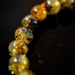 【8.3mm太陽(放射)タイプ】ルチルクォーツ 8.3mm玉 タイチン ブレスレット 手首サイズ16.5cm