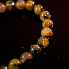 【太陽(放射)タイプ】ルチルクォーツ 8.0mm玉 タイチン ブレスレッド 手首サイズ16cm