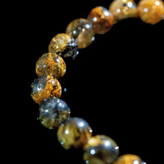 【9mm迫力満点太陽放射ルチル】ルチルクォーツ 9mm玉 タイチン ブレスレッド 手首サイズ16cm