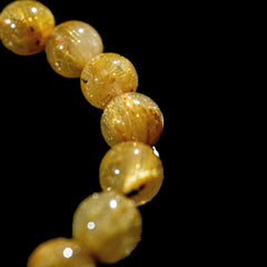 【10.5mm迫力満点ゴールドルチル】ルチルクォーツ 10.5mm玉 タイチン ブレスレット 手首サイズ16.0cm
