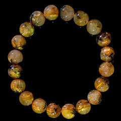 【太陽(放射)タイプ】ルチルクォーツ 10mm玉 タイチン ブレスレッド 手首サイズ16cm