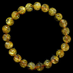 【8.5mm太陽(放射)タイプ】ルチルクォーツ 8.5mm玉 タイチン ブレスレット 手首サイズ17cm