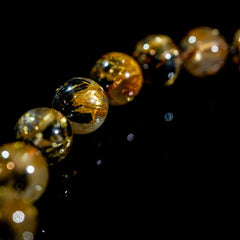 【8.5mm太陽(放射)タイプ】ルチルクォーツ 10mm玉 タイチン ブレスレッド 手首サイズ17cm