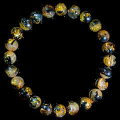 【8mm太陽(放射)タイプ】ルチルクォーツ 8mm玉 タイチン ブレスレッド 手首サイズ17cm