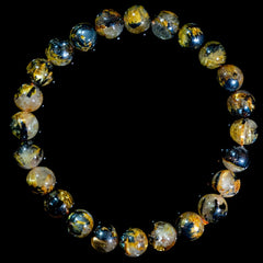 【8mm太陽(放射)タイプ】ルチルクォーツ 8mm玉 タイチン ブレスレッド 手首サイズ17cm