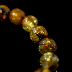 【9.0mm太陽(放射)タイプ】ルチルクォーツ 9.0mm玉 タイチン ブレスレット 手首サイズ17cm