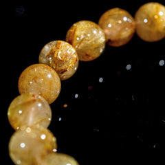 【10.0mm迫力満点ゴールドルチル】ルチルクォーツ 10.0mm玉 タイチン ブレスレット 手首サイズ16.0cm
