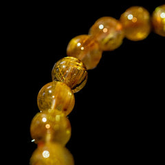 【9.0mm太陽(放射)タイプ】ルチルクォーツ 9.0mm玉 タイチン ブレスレット 手首サイズ17cm