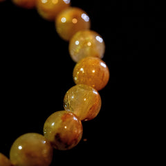 【9.5mm迫力満点ゴールドルチル】ルチルクォーツ 9.5mm玉 タイチン ブレスレット 手首サイズ16.0cm