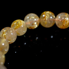 【11.5mmスモーキーゴールドルチル】ルチルクォーツ 11.5mm玉 タイチン ブレスレット 手首サイズ17cm