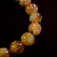 【太陽(放射)タイプ】ルチルクォーツ 10mm玉 タイチン ブレスレッド 手首サイズ16cm