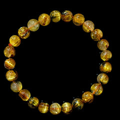 【7.8mm太陽(放射)タイプ】ルチルクォーツ 7.8mm玉 タイチン ブレスレット 手首サイズ16.5cm