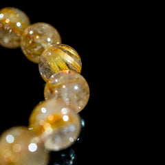 【11.5mmスモーキーゴールドルチル】ルチルクォーツ 11.5mm玉 タイチン ブレスレット 手首サイズ17.5cm