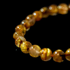 【7.8mm太陽(放射)タイプ】ルチルクォーツ 7.8mm玉 タイチン ブレスレット 手首サイズ16.5cm