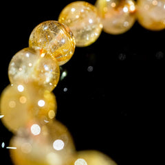 【11.5mmスモーキーゴールドルチル】ルチルクォーツ 11.5mm玉 タイチン ブレスレット 手首サイズ17.5cm