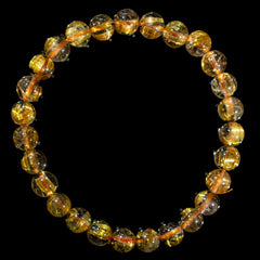 【7.0mm太陽(放射)タイプ】ルチルクォーツ 7.0mm玉 タイチン ブレスレット 手首サイズ16cm