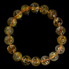 【11.5mmスモーキーゴールドルチル】ルチルクォーツ 11.5mm玉 タイチン ブレスレット 手首サイズ17.5cm