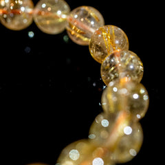 【11.5mmスモーキーゴールドルチル】ルチルクォーツ 11.5mm玉 タイチン ブレスレット 手首サイズ17.5cm