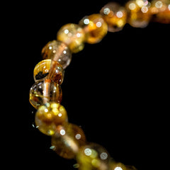 【7.0mm太陽(放射)タイプ】ルチルクォーツ 7.0mm玉 タイチン ブレスレット 手首サイズ16cm