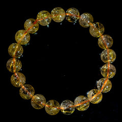 【10.0mmスモーキーゴールドルチル】ルチルクォーツ 10.0mm玉 タイチン ブレスレット 手首サイズ17cm