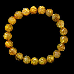 【10.0mmスモーキーゴールドルチル】ルチルクォーツ 10.0mm玉 タイチン ブレスレット 手首サイズ17cm