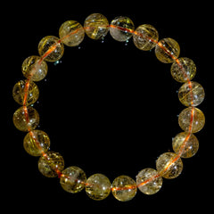 【10.0mmスモーキーゴールドルチル】ルチルクォーツ 10.0mm玉 タイチン ブレスレット 手首サイズ17cm