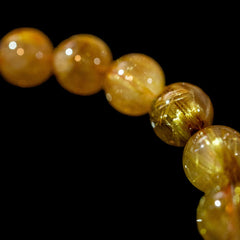 【10.0mmスモーキーゴールドルチル】ルチルクォーツ 10.0mm玉 タイチン ブレスレット 手首サイズ17cm