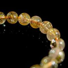 【10.0mmスモーキーゴールドルチル】ルチルクォーツ 10.0mm玉 タイチン ブレスレット 手首サイズ17cm