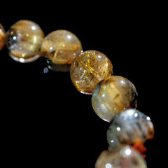 【10.0mm迫力満点太陽放射ルチル】ルチルクォーツ 10.0mm玉 タイチン ブレスレッド 手首サイズ16cm