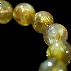 【14.5mm迫力満点ゴールドルチル】ルチルクォーツ 14.5mm玉 タイチン ブレスレット 手首サイズ17.0cm
