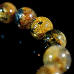 【10mm太陽(放射)タイプ】ルチルクォーツ 10mm玉 タイチン ブレスレッド 手首サイズ16.5cm