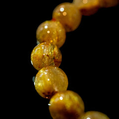 【10.0mmスモーキーゴールドルチル】ルチルクォーツ 10.0mm玉 タイチン ブレスレット 手首サイズ17cm